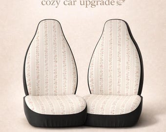 Floral Car Seat Cover, Cottagecore Car Interior, Neutral Aesthetic Seat Protector, Cute Car Decor For Her