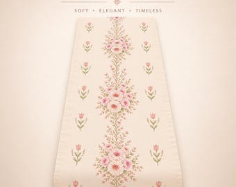 Blush Floral Tischläufer 16x72 Cottagecore rosa Rose Läufer Shabby Chic Bauernhaus Dekor