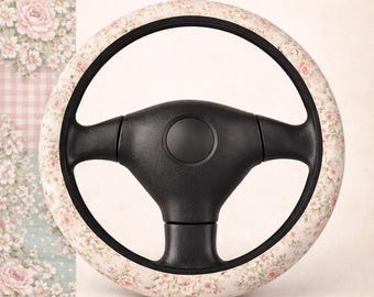 Cottagecore Steering Wheel Cover, Floral Patchwork Car Accessory, Cute Car Decor, Soft Grip Wheel Cover