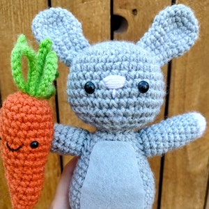 Bunny Plush, Toy Rabbit with Carrot, Easter Bunny, Stuffed Rabbit, Easter Gift, Cute Gift Idea, Gift for Kids, Crochet Toy, Amigurumi Bunny