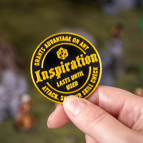D&D 5e Inspirationstoken: 3D-utskriven TTRPG-belöning, anpassningsbara färger