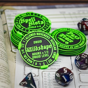 D&D 5e Druid Spell and Ability Class Sets | Character Sheet Tracker | Great gift for a player, DM, GM | DND Accessories, Customizable Colors