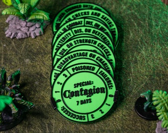 D&D 5e Contagion Spell Tokens: De/Buff Tracker, Customizable Colors