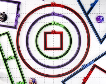 Marqueurs De Zone De Sort D&D - Lot De 4 Gabarits Acrylique Transparent Pour AOE (rond, Carré, Rectangle, Secteur) - Accessoire Jeu De Rôle Sur Table