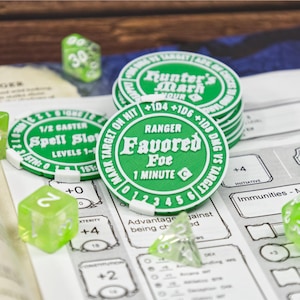 D&D 5e Ranger Spell/Ability Class Token Sets | Character Sheet Tracking for a player, DM, GM | DND Accessories, Customizable Colors