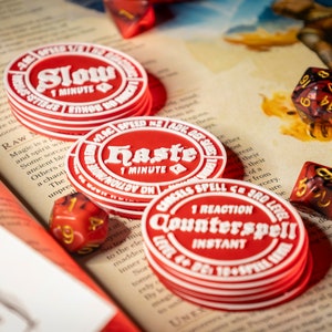 Feitiços de Mago/Feiticeiro D&D 5e Conjunto 3-4 | Tokens de De/Buff | Rastreador de ficha de personagem, ótimo para jogadores e mestres | Acessórios DND, cores personalizadas