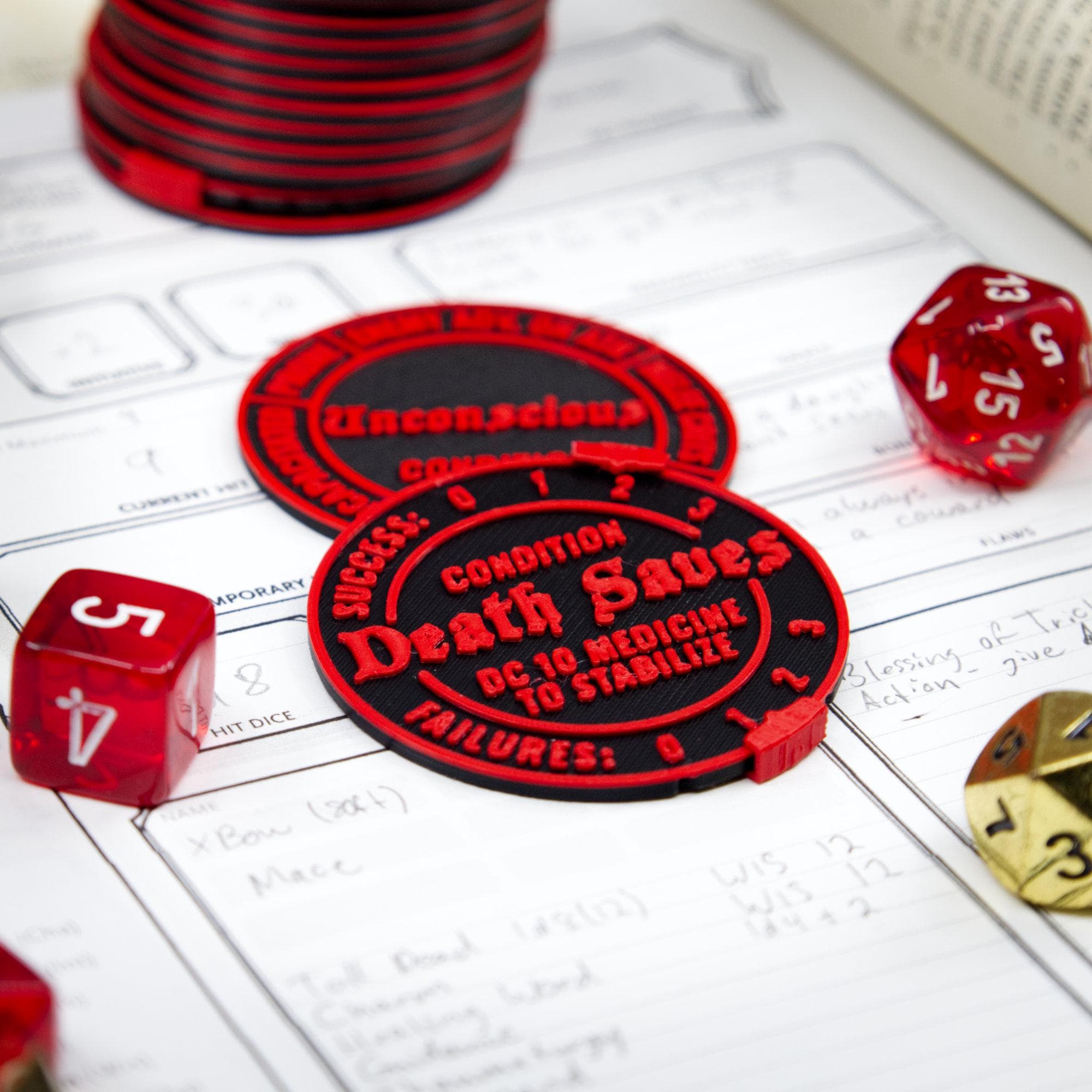 D&D 5e Condition Tokens: 3D Printed TTRPG Tracker, Customizable Colors ...