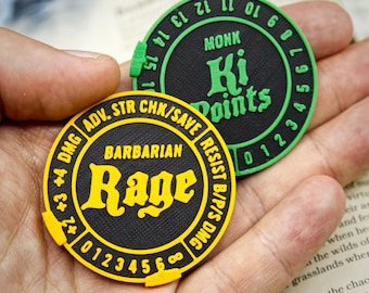 D&D 5e Martial Ability Class Token Sets | Fighter, Rogue, Barbarian, Monk | Character Sheet Tracker for player, DM, GM | Customizable Colors