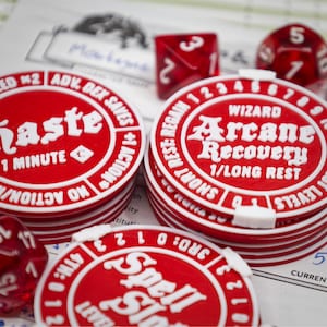 D&D 5e Wizard Spell/Ability Class Token Sets | Character Sheet Tracking for a player, DM, GM | DND Accessories, Customizable Colors