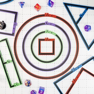 Plantillas de hechizos de área de efecto para TTRPG / Colores personalizados / Pathfinder, D&D 5e, Wargames