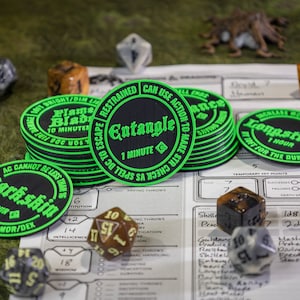 Conjunto de feitiços de druida D&D 5e 0-4 | Tokens de De/Buff | Rastreador de ficha de personagem, ótimo para um jogador, DM, GM | Acessórios DND, opções de cores personalizadas