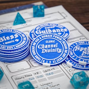 Conjuntos de fichas de clase de habilidad/hechizo de clérigo de D&D 5e / Seguimiento de hojas de personaje para un jugador, DM, GM / Accesorios DND, colores personalizables
