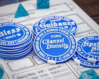 D&D 5e Cleric Spell/Ability Class Token Sets | Character Sheet Tracking for a player, DM, GM | DND Accessories, Customizable Colors