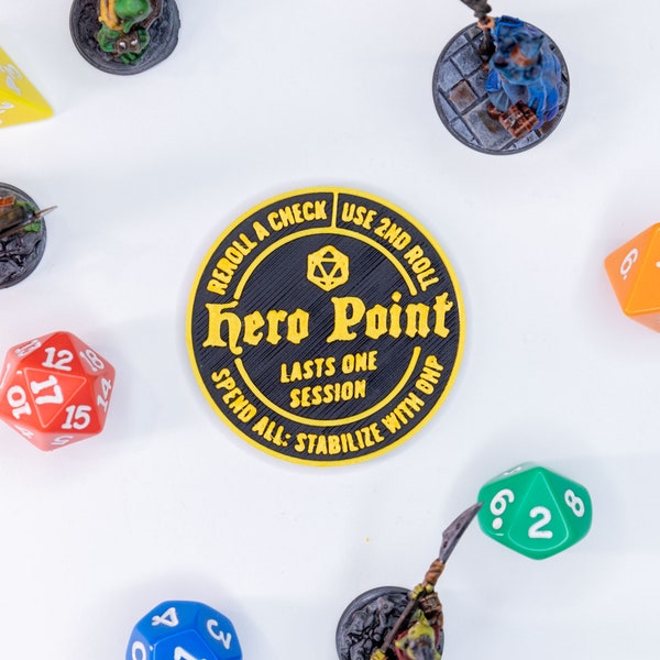 Pathfinder 2e Hero Points | Character Sheet Tracker | Great for players, DMs, and GMs | PF2E Accessories | TTRPG Gameplay Reward Token