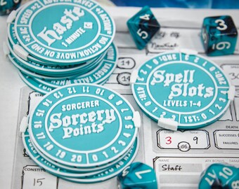D&D 5e Sorcerer Spell/Ability Class Token Sets | Character Sheet Tracking for a player, DM, GM | DND Accessories, Customizable Colors
