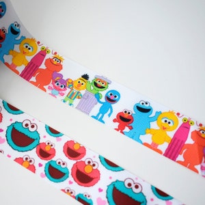 1.5" Sesame Street Ribbon - Elmo Cookie Monster Ribbon - Elmo and Friends Ribbon