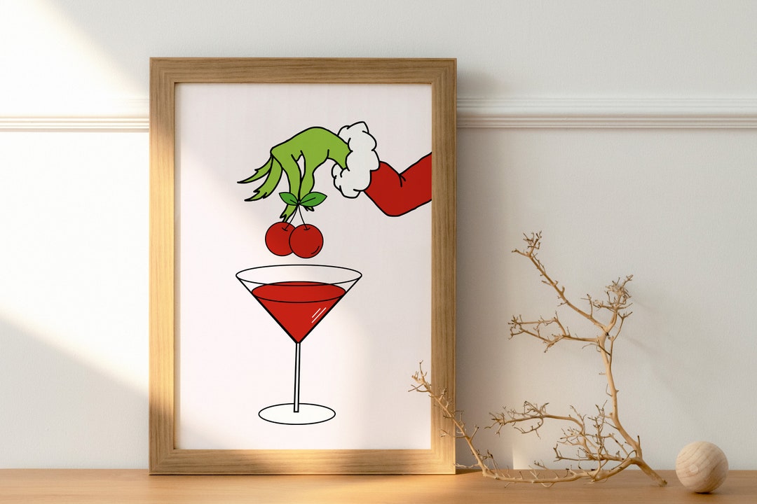 The Grinch Christmas Cocktail Digital Wall Art Poster Etsy