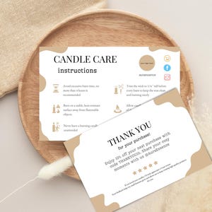 Aesthetic Candle Care Card Template, Editable Canva Design, Minimalist Candle Safety Instructions