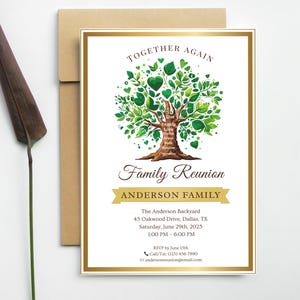 Family Reunion Invitation: Tree of Life Canva Template (5x7 inch Digital Download