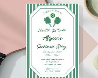 Pickleball Birthday Invite, Pickleball Theme Party Digital Download