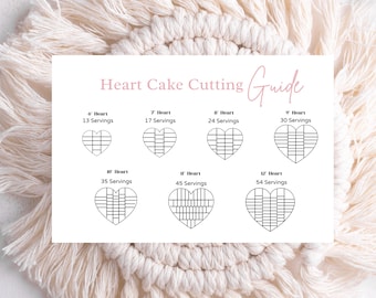 Heart Cake Cutting Guide, Bakery Serving Chart (PDF DIGITAL DOWNLOAD)