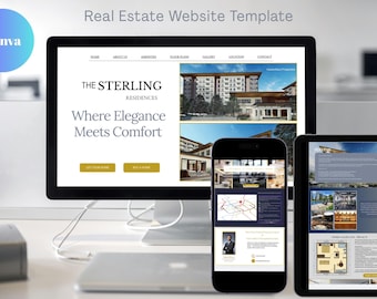 Condominium Listing Website Canva Template, Condo For Sale Agent Site, Editable Property Website, Digital Download,