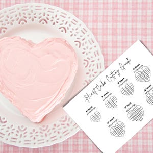 Heart Cake Cutting Guide & Round Cake Serving Card, Canva Editable, Minimalist Design