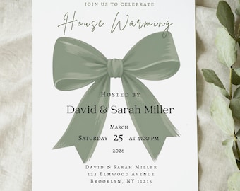 Housewarming Invitation Editable Template, Modern Minimalist New Home Party Invite, Digital Download Canva Template