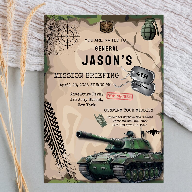 Army Birthday Invitation, Military Party Invite (digital Download) - Etsy