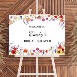 Wildflower Bridal Shower Welcome Sign: Editable Floral Template (Digital Download
