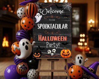 spooktacular halloween welcome door sign Template Digital download