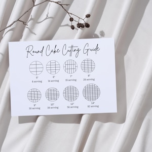 Heart Cake Cutting Guide & Round Cake Serving Card, Canva Editable, Minimalist Design