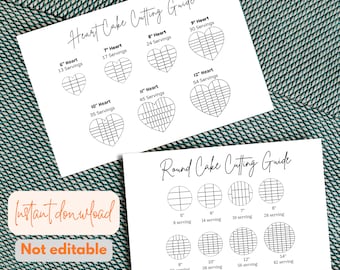 Heart Cake Cutting Guide Instant Download Round Cake Serving Insert Card, Cake Business