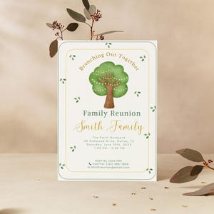 Family Reunion Invitation Template: Editable Tree Design (Canva, 5x7 inch, Digital Download)