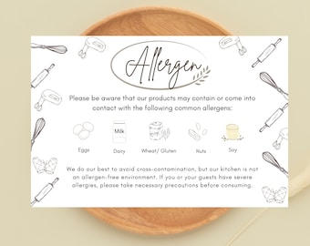 Editable Allergen Warning Sign: Baker's Canva Template (Instant Download, 4x6 in)