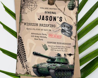 Army Birthday Invitation, Military Party Invite (Digital download)