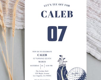 All Ages Golf Birthday Invitation, Golf Invite for Boys Editable Canva Template