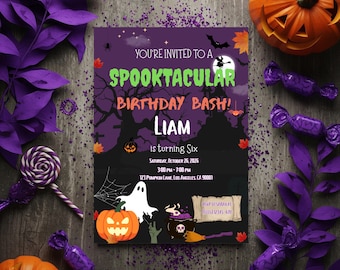 Spooktacular Halloween Birthday Invitation Template , Spooky Bash Digital Download