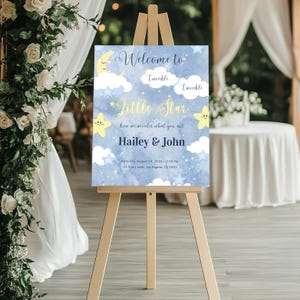 Twinkle Star Welcome Sign: Baby Shower Gender Reveal Decor (Canva Template)