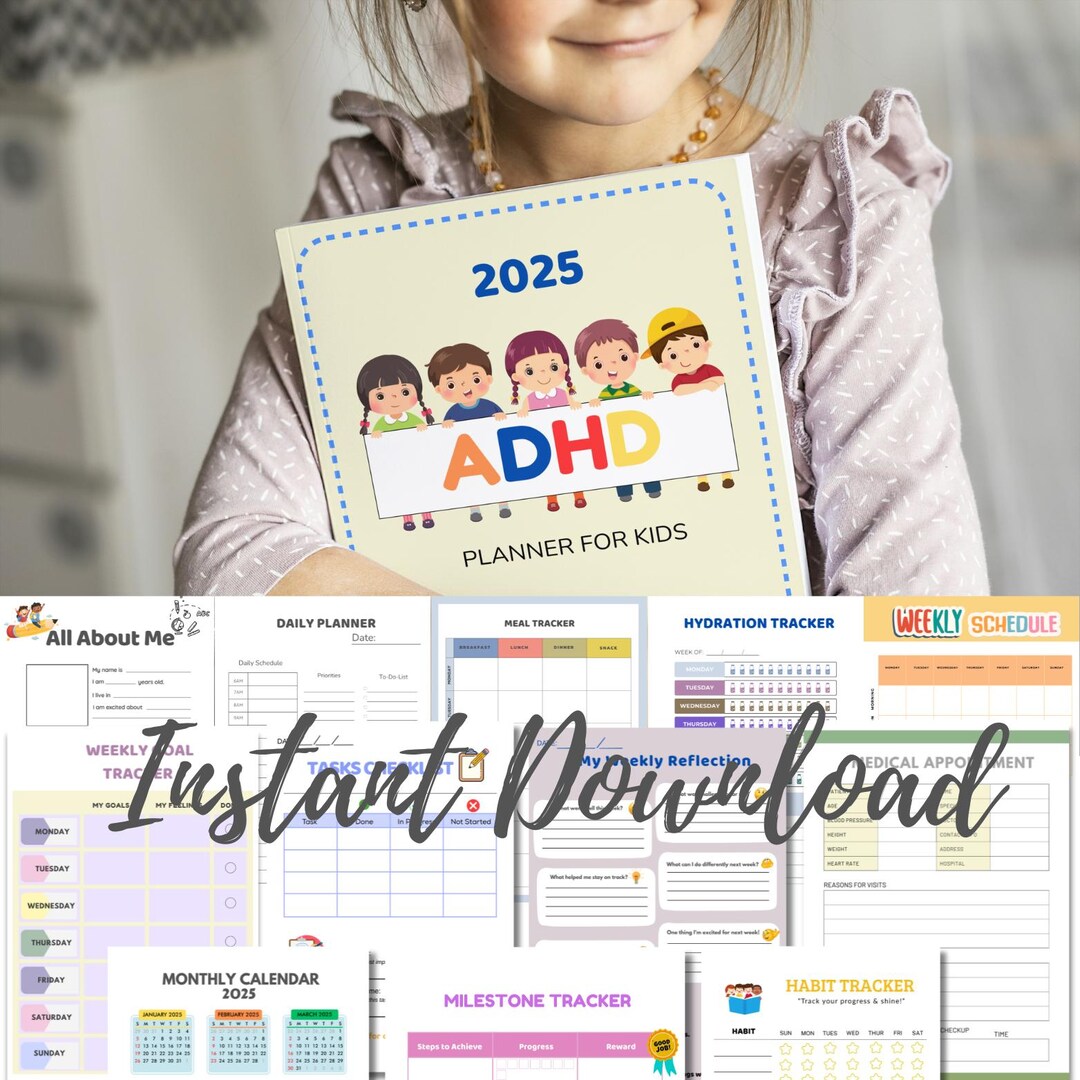 Printable ADHD Planner, ADHD Planner for Kids, Weekly Planner, Digital ...