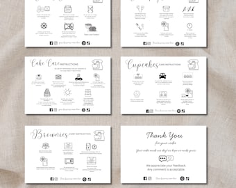 Bakery Business  Care Instruction, Cake Care Card Template, Packaging Insert, Digital download