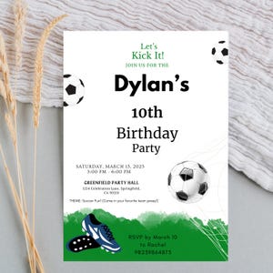 Editable Soccer Birthday Invite, Soccer Invitations , DIY Sports Party Invites.