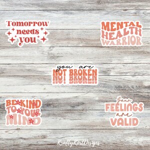 Mental health sticker bundle,  water resistant stickers, mental health awareness, anxiety sticker, laptop sticker, water bottle sticker