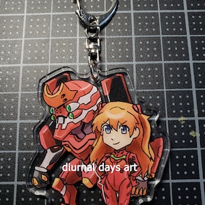 Eva Asuka + Eva Unit 02 Acrylic Keychain