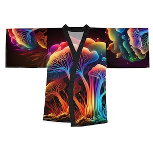 Psychedelic Rainbow Mushroom Kimono | Perfect For Music Festivals + Burner Outfits