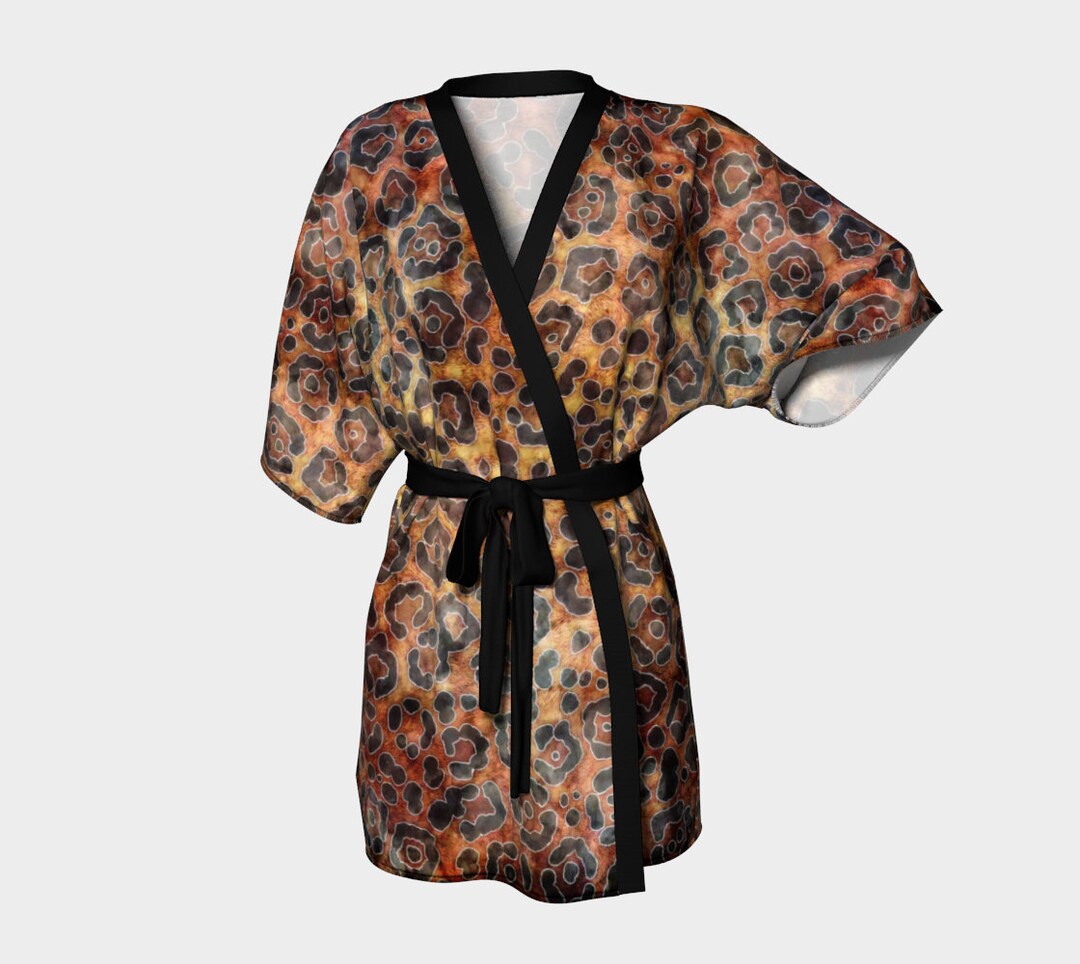 Leopard Animal Print Fringe Kimono main image 1