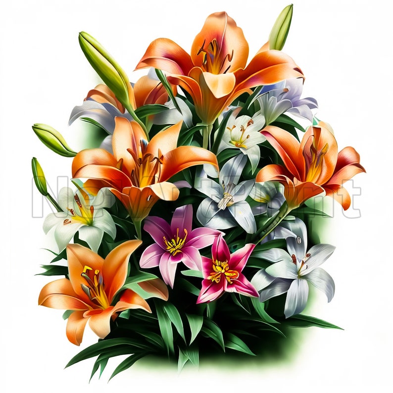 Lily Garden Clipart 25 High Quality Jpgs Instant Download Etsy