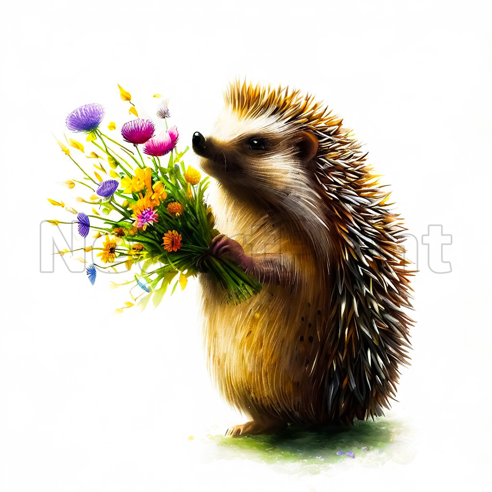Hedgehog and Flowers 30 JPG Clipart Watercolor Hedgehog - Etsy