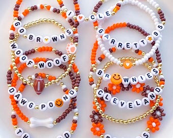 Browns Inspired Bracelets / Cleveland Bracelets / Go Browns Bracelets / Cleveland Football Bracelets / Browns Flower Bracelet / Cleveland