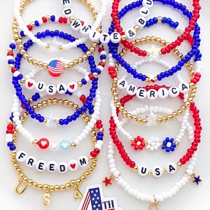 USA Bracelets 4th of July Bracelets Red White and Blue Bracelets Memorial Day Bracelets USA Apparel Patriotic Bracelet America Jewelry USA